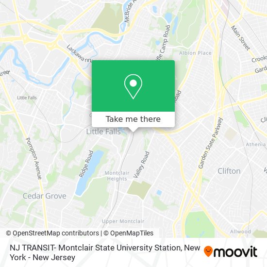 Mapa de NJ TRANSIT- Montclair State University Station