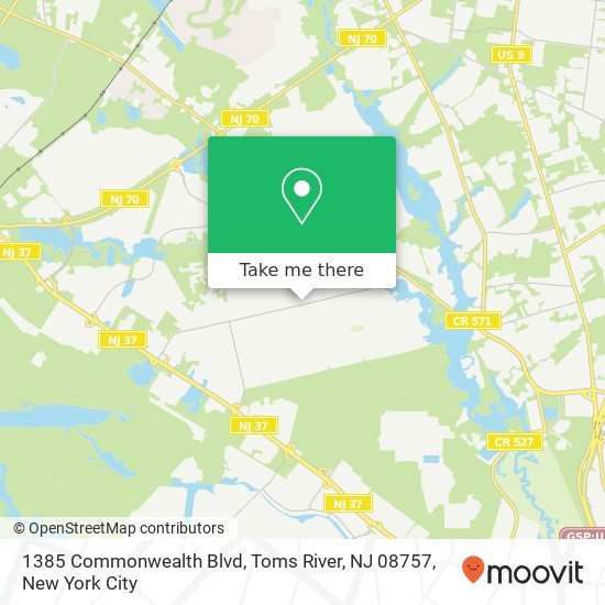Mapa de 1385 Commonwealth Blvd, Toms River, NJ 08757