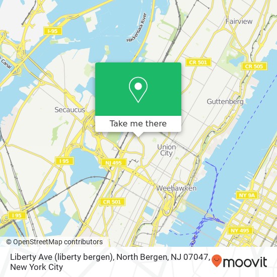 Mapa de Liberty Ave (liberty bergen), North Bergen, NJ 07047