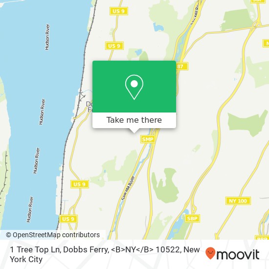 Mapa de 1 Tree Top Ln, Dobbs Ferry, <B>NY< / B> 10522