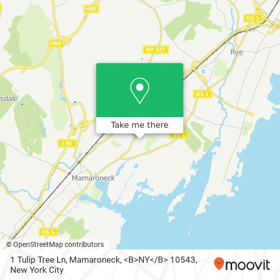 Mapa de 1 Tulip Tree Ln, Mamaroneck, <B>NY< / B> 10543