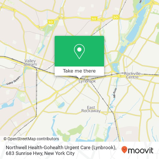 Northwell Health-Gohealth Urgent Care (Lynbrook), 683 Sunrise Hwy map