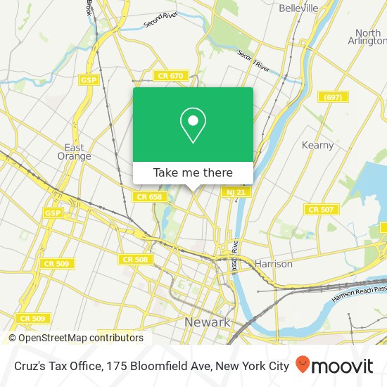 Cruz's Tax Office, 175 Bloomfield Ave map