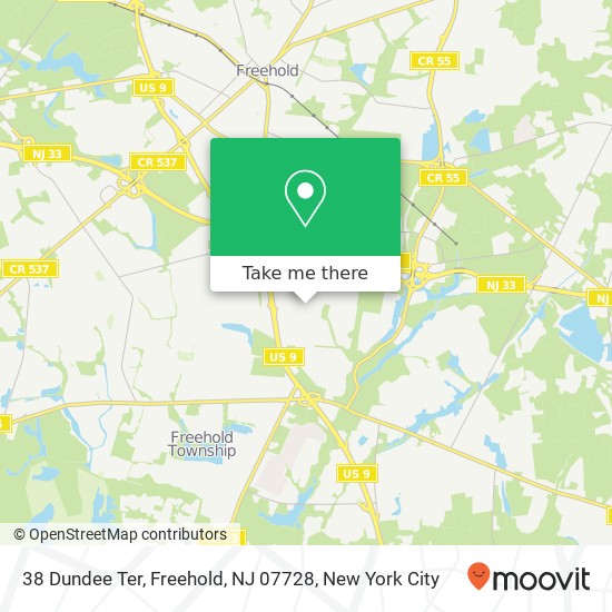 Mapa de 38 Dundee Ter, Freehold, NJ 07728
