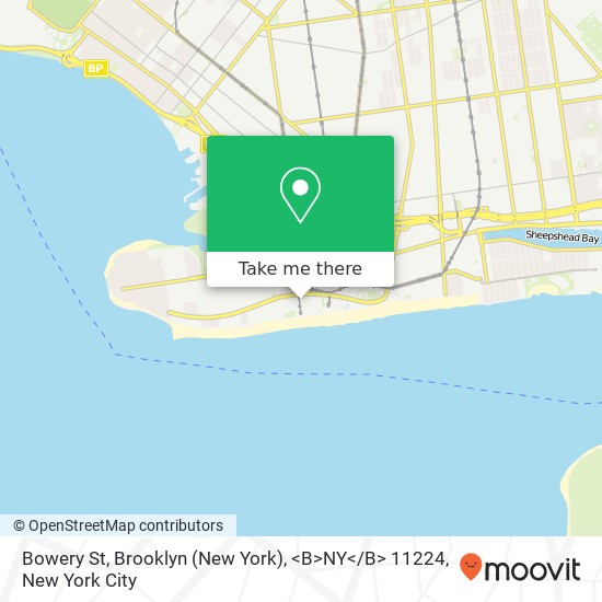 Mapa de Bowery St, Brooklyn (New York), <B>NY< / B> 11224