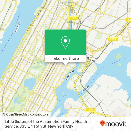 Little Sisters of the Assumption Family Health Service, 333 E 115th St map