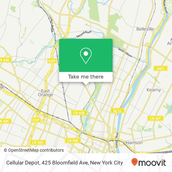 Mapa de Cellular Depot, 425 Bloomfield Ave