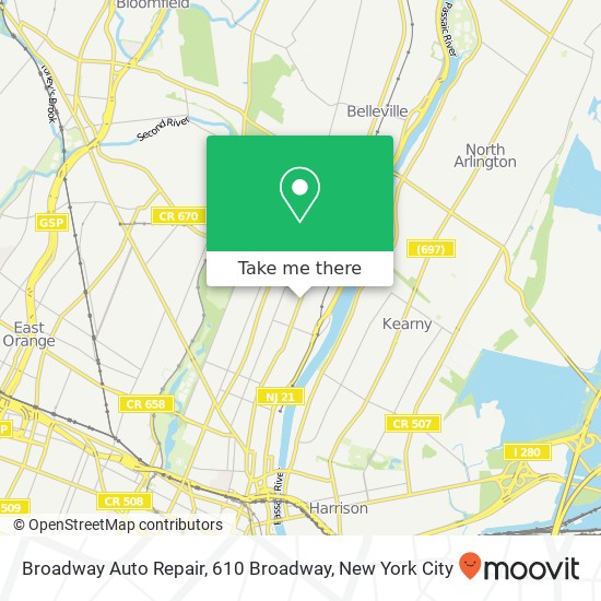 Mapa de Broadway Auto Repair, 610 Broadway