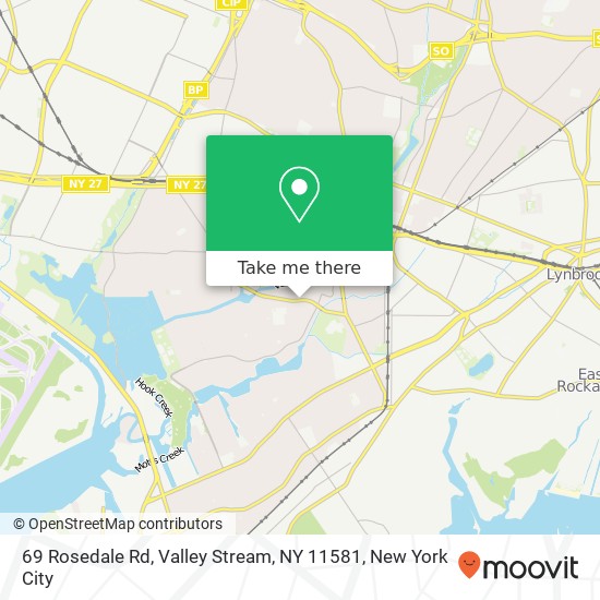 Mapa de 69 Rosedale Rd, Valley Stream, NY 11581