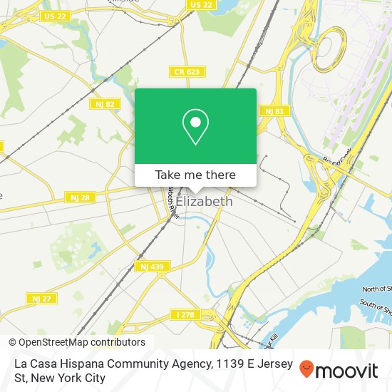 Mapa de La Casa Hispana Community Agency, 1139 E Jersey St