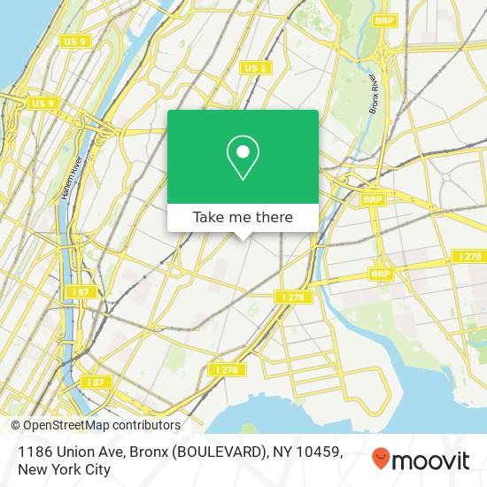 1186 Union Ave, Bronx (BOULEVARD), NY 10459 map