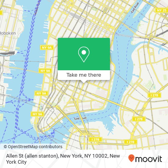 Mapa de Allen St (allen stanton), New York, NY 10002