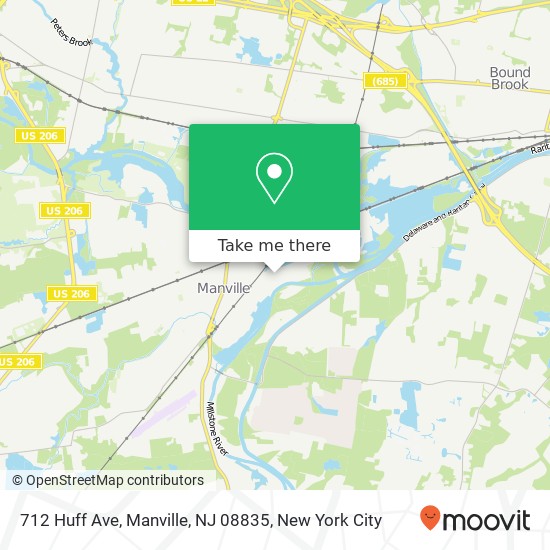 Mapa de 712 Huff Ave, Manville, NJ 08835