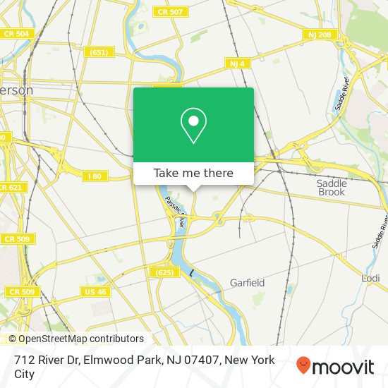 Mapa de 712 River Dr, Elmwood Park, NJ 07407