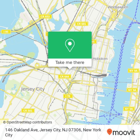 Mapa de 146 Oakland Ave, Jersey City, NJ 07306