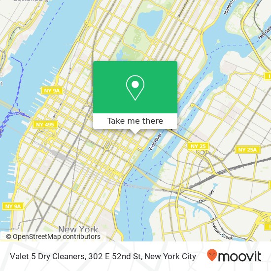 Valet 5 Dry Cleaners, 302 E 52nd St map