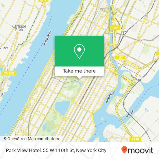 Mapa de Park View Hotel, 55 W 110th St