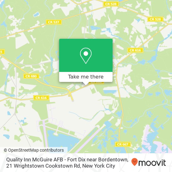 Mapa de Quality Inn McGuire AFB - Fort Dix near Bordentown, 21 Wrightstown Cookstown Rd