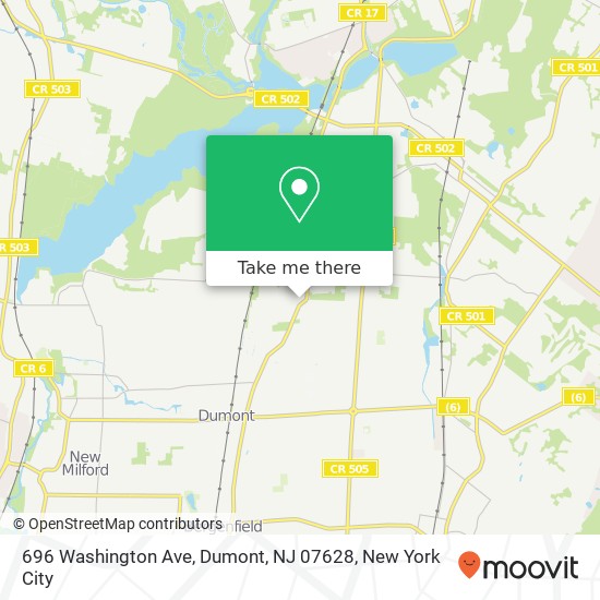 Mapa de 696 Washington Ave, Dumont, NJ 07628