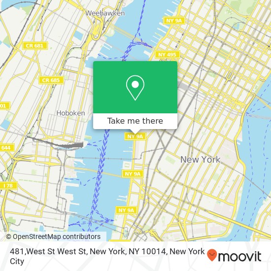 Mapa de 481,West St West St, New York, NY 10014