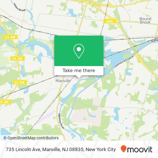 Mapa de 735 Lincoln Ave, Manville, NJ 08835