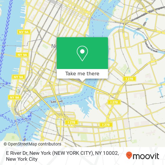 Mapa de E River Dr, New York (NEW YORK CITY), NY 10002