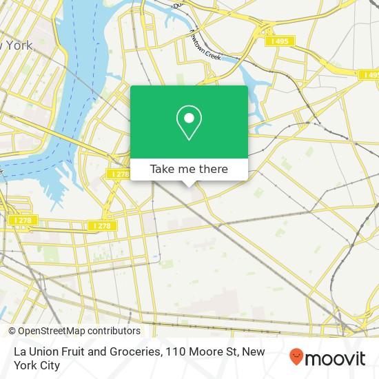 La Union Fruit and Groceries, 110 Moore St map