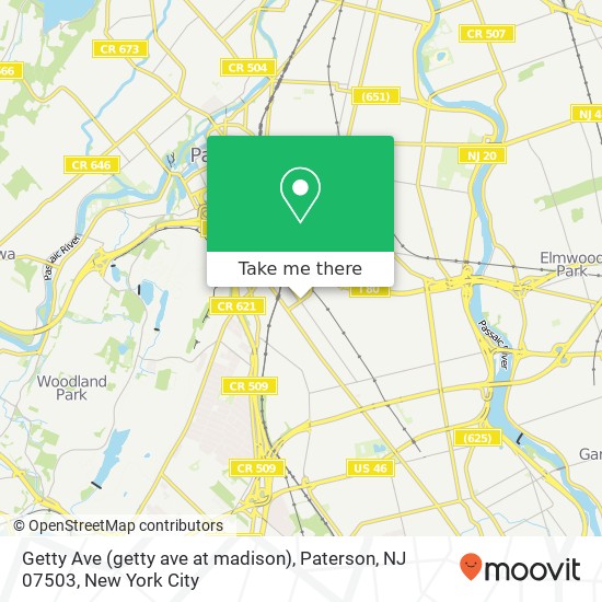 Mapa de Getty Ave (getty ave at madison), Paterson, NJ 07503