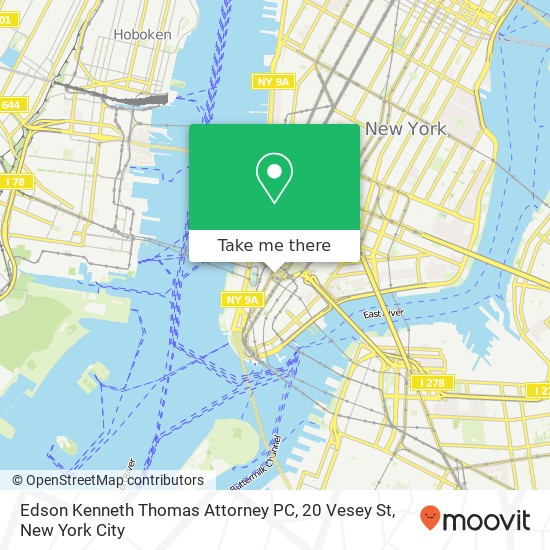 Mapa de Edson Kenneth Thomas Attorney PC, 20 Vesey St