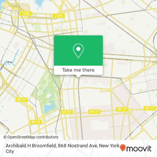 Archibald H Broomfield, 868 Nostrand Ave map