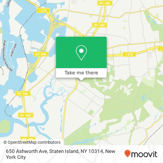 Mapa de 650 Ashworth Ave, Staten Island, NY 10314