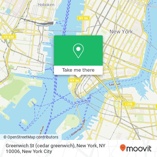Mapa de Greenwich St (cedar greenwich), New York, NY 10006