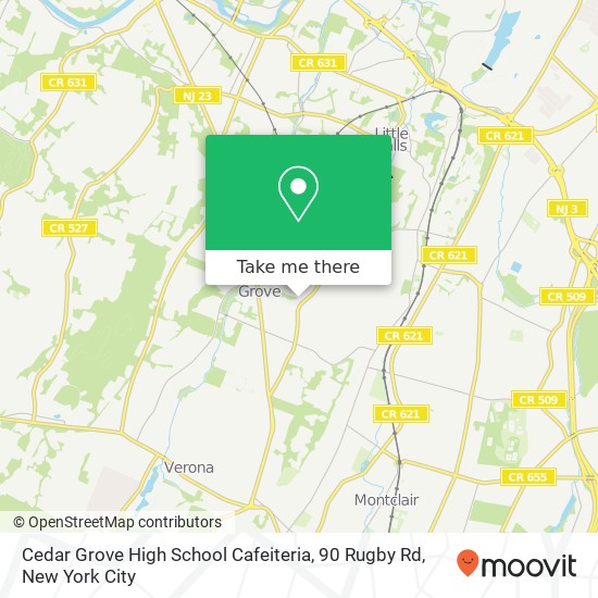 Mapa de Cedar Grove High School Cafeiteria, 90 Rugby Rd