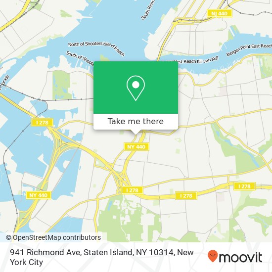Mapa de 941 Richmond Ave, Staten Island, NY 10314