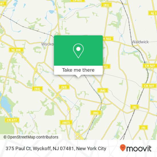 Mapa de 375 Paul Ct, Wyckoff, NJ 07481
