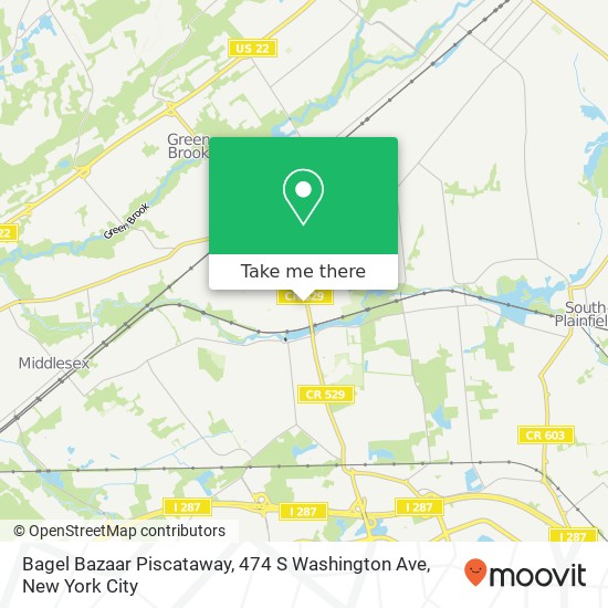 Mapa de Bagel Bazaar Piscataway, 474 S Washington Ave
