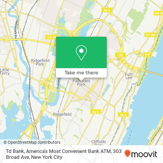 Td Bank, America's Most Convenient Bank ATM, 303 Broad Ave map