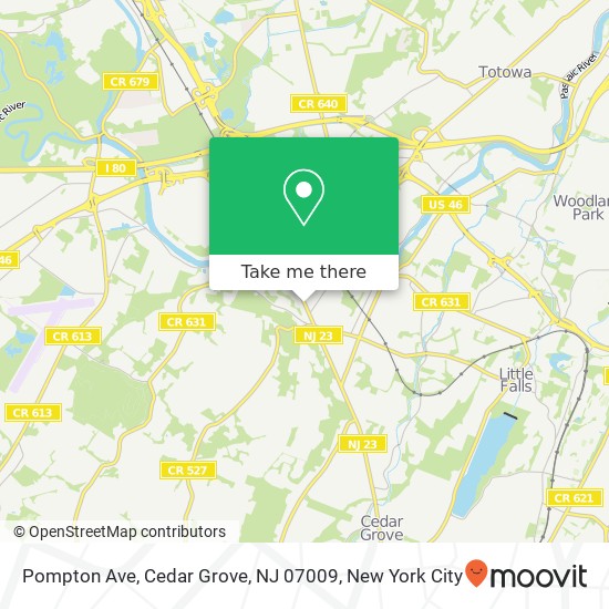 Mapa de Pompton Ave, Cedar Grove, NJ 07009