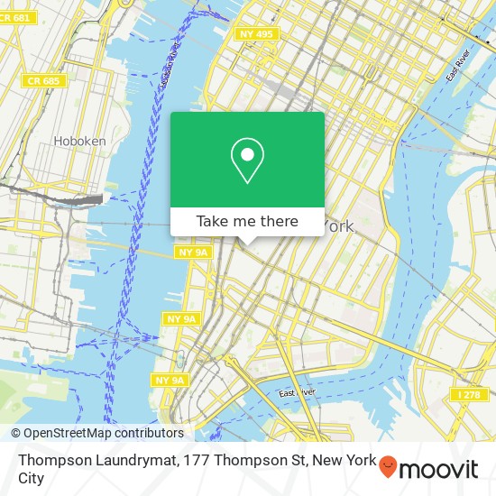 Thompson Laundrymat, 177 Thompson St map