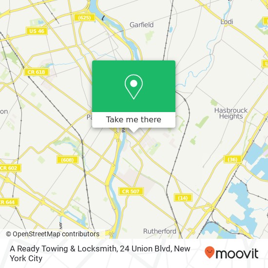 A Ready Towing & Locksmith, 24 Union Blvd map