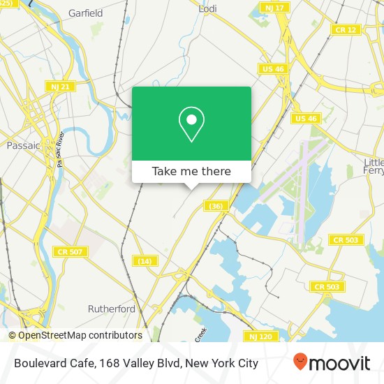 Mapa de Boulevard Cafe, 168 Valley Blvd