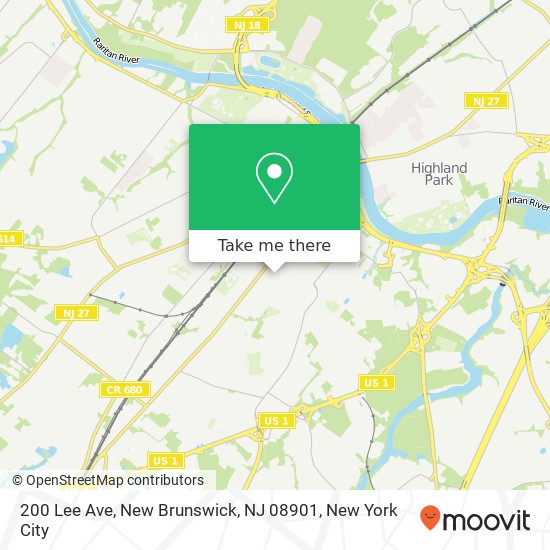 Mapa de 200 Lee Ave, New Brunswick, NJ 08901