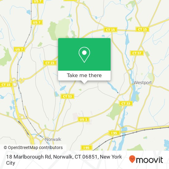 Mapa de 18 Marlborough Rd, Norwalk, CT 06851