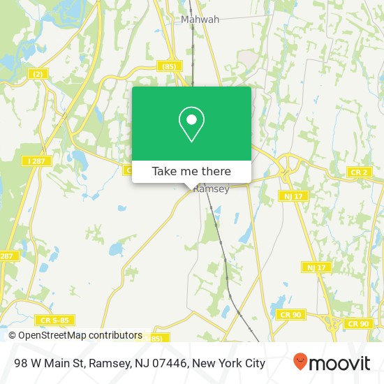 Mapa de 98 W Main St, Ramsey, NJ 07446