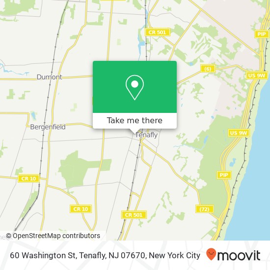 Mapa de 60 Washington St, Tenafly, NJ 07670