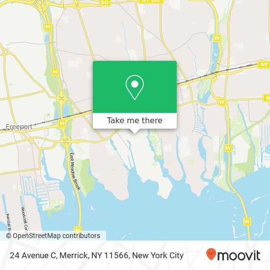 Mapa de 24 Avenue C, Merrick, NY 11566