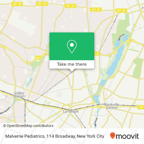 Mapa de Malverne Pediatrics, 114 Broadway