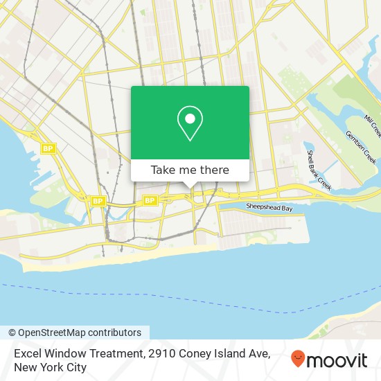 Mapa de Excel Window Treatment, 2910 Coney Island Ave