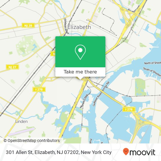 Mapa de 301 Allen St, Elizabeth, NJ 07202