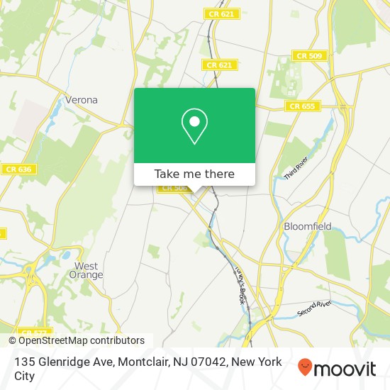 Mapa de 135 Glenridge Ave, Montclair, NJ 07042